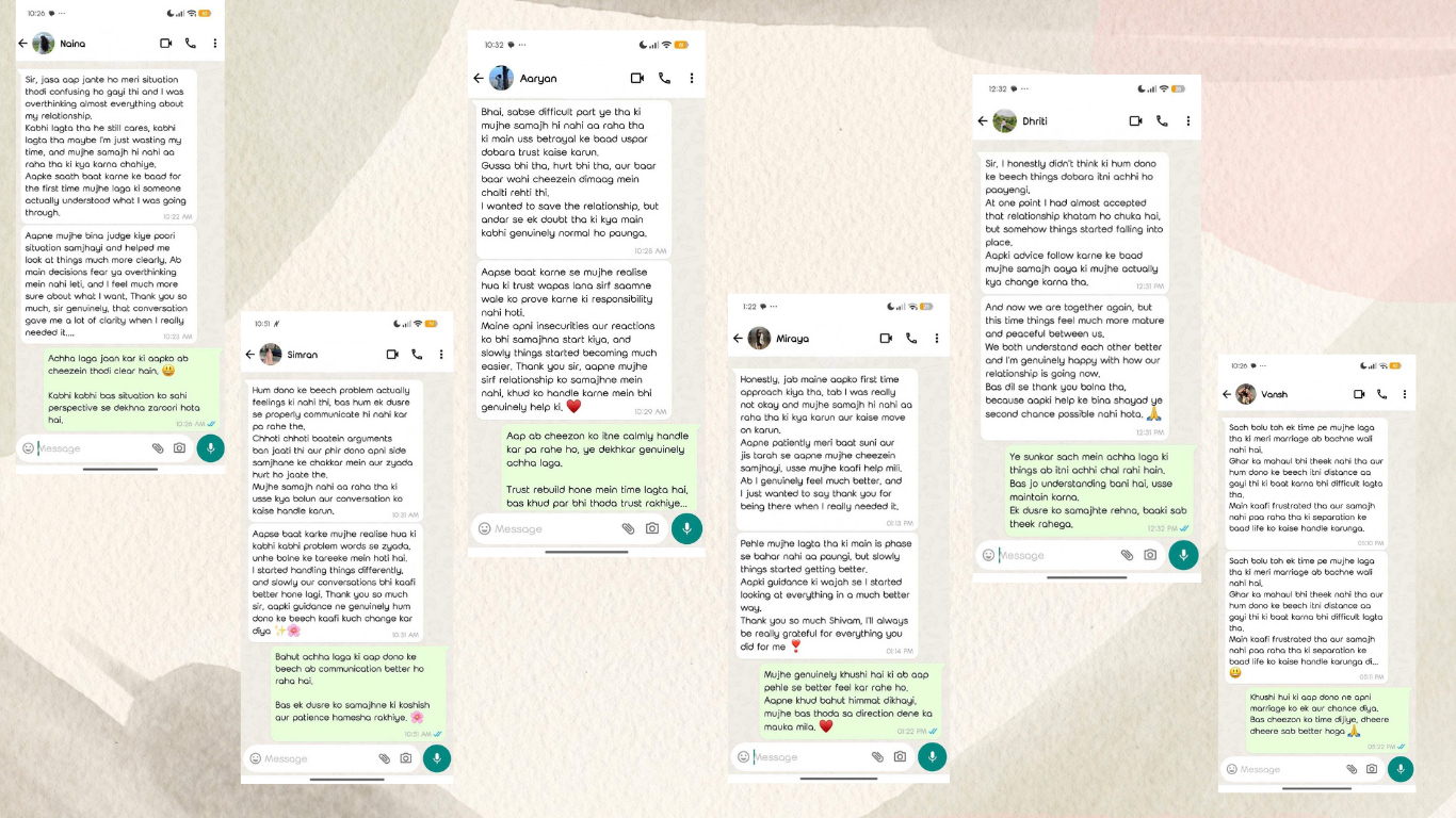 Client stories and messages after relationship coaching